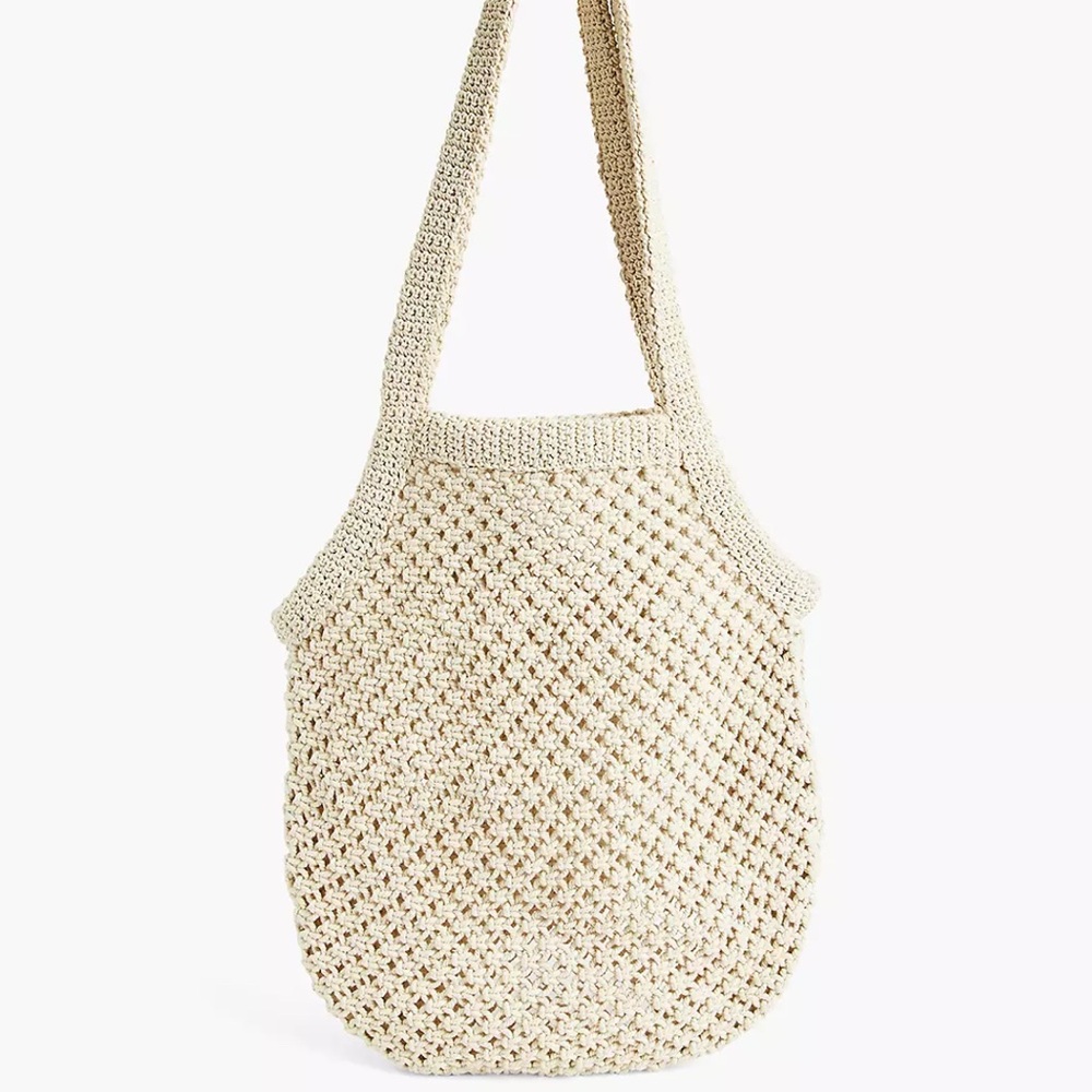 Cream Crochet Tote Bag